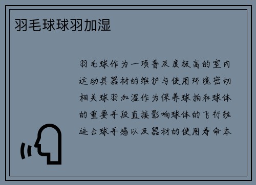 羽毛球球羽加湿
